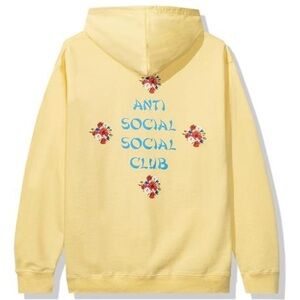 Anti Social Social Club 2 Much of Heaven Hoodie. Large. Yellow